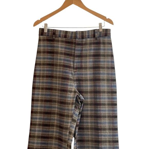 Free People Womens Sz 12 Black Blue High Waist Wide Leg Plaid Jules Pants NWT - Picture 5 of 11
